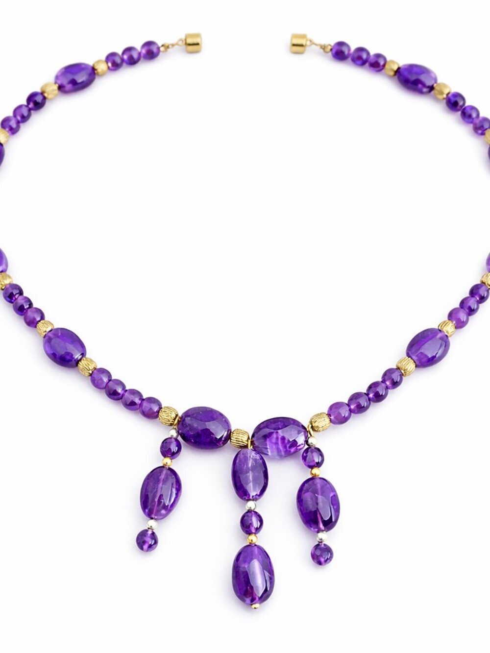 Purple Beaded Statement Necklace w/ Magnetic Clasp – EUC